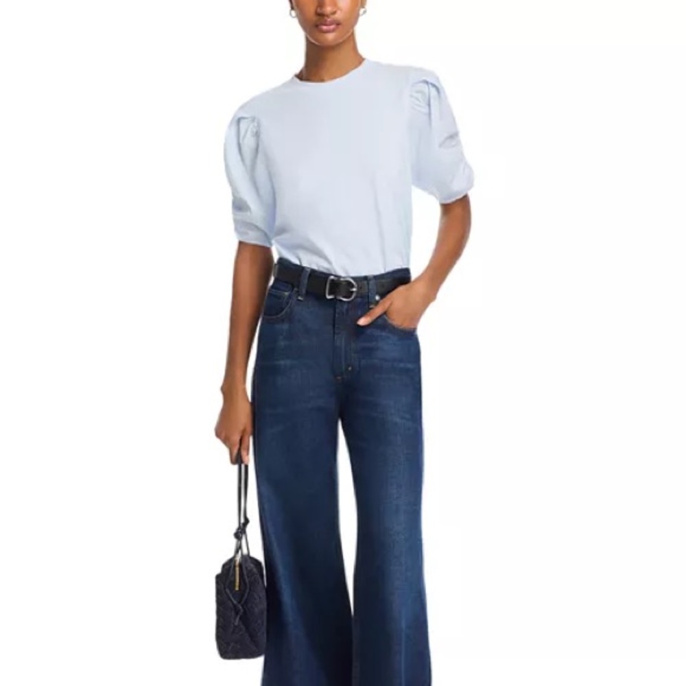 Frame Denim Light Blue Puff Sleeve Top